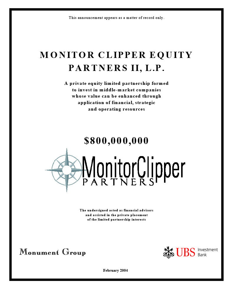 Monitor Clipper Equity Partners II