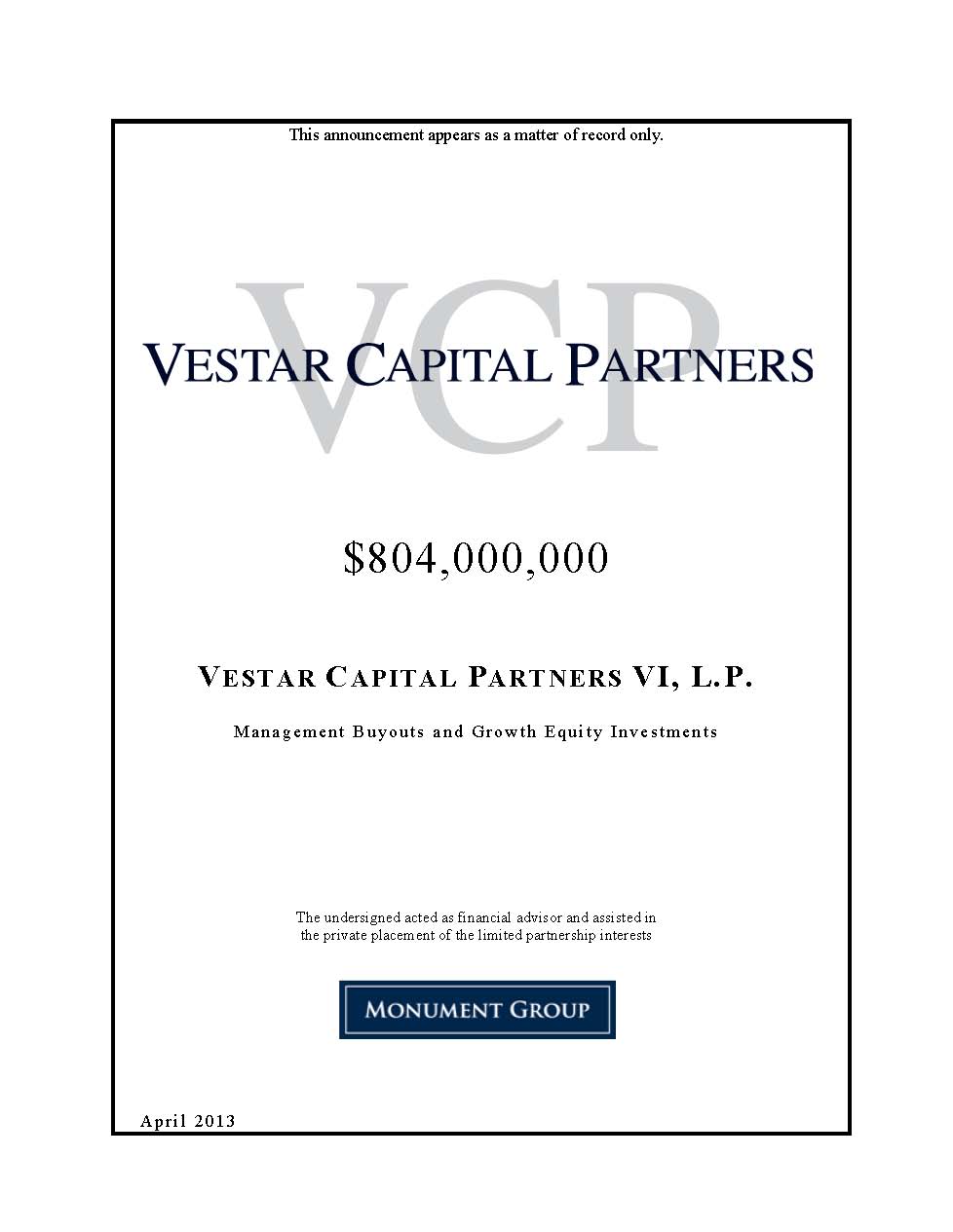 Vestar Capital Partners VI