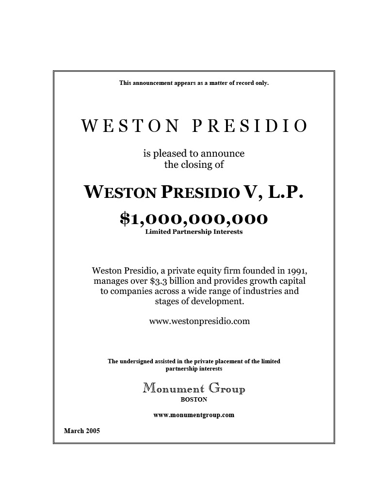 Weston Presidio V